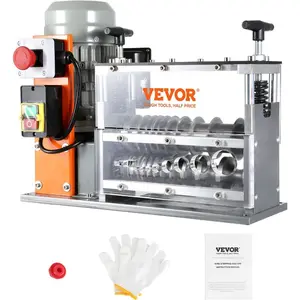 VEVOR Manual Wire Stripping Machine, 0.06 - 1 in, Copper Stripper with Hand Crank or Drill Powered, 64Mn Quenched Blades, 45# Steel Rollers, Aluminum Alloy Frame Wire Peeler, for Scrap Copper Recycling