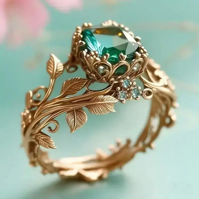 Ancient Totem Ring with Green Crystal, Energy Grounding Tribal Design for Men & Women, Spiritual Protection Jewelry with Healing Properties hand fabricated jewelry