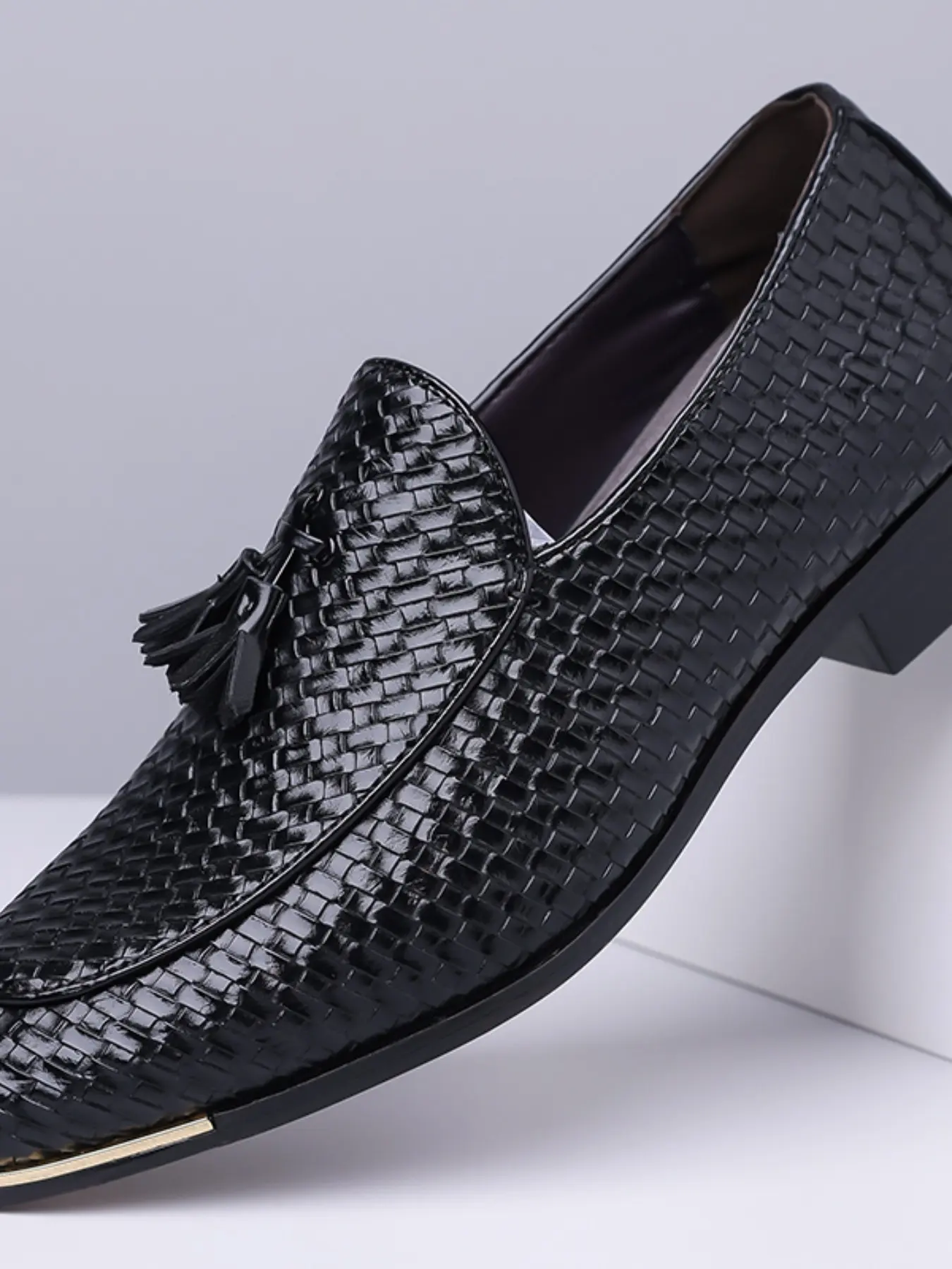 2310 Handmade Braided Fringe Loafers, Slip-On Design, High-End Atmosphere for Parties, Stage Performances, Elegant Footwear