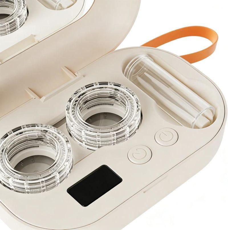 Ultrasonic Rechargeable Contact Lens Cleaner with Vanity Mirror - Portable Case for Hard & Soft Lenses, 2 Cleaning Modes, Daily Deep Cleaning for Travel, Sports, Office, and Home Use Ultrasonic Rechargeable Contact Lens Cleaner with Vanity Mirror - Portable Case for Hard & Soft Lenses, 2 Cleaning Modes, Daily Deep Cleaning for Travel, Sports, Office, and Home Use