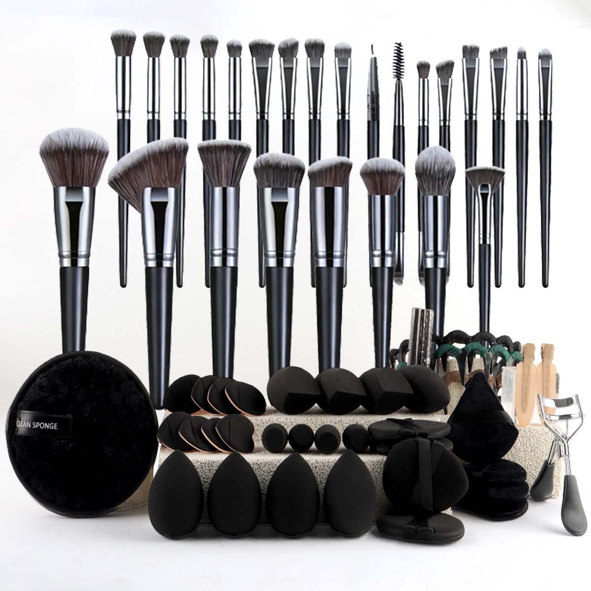 47-piece makeup tool set, stylish small makeup bag, makeup brush set, portable travel makeup puff