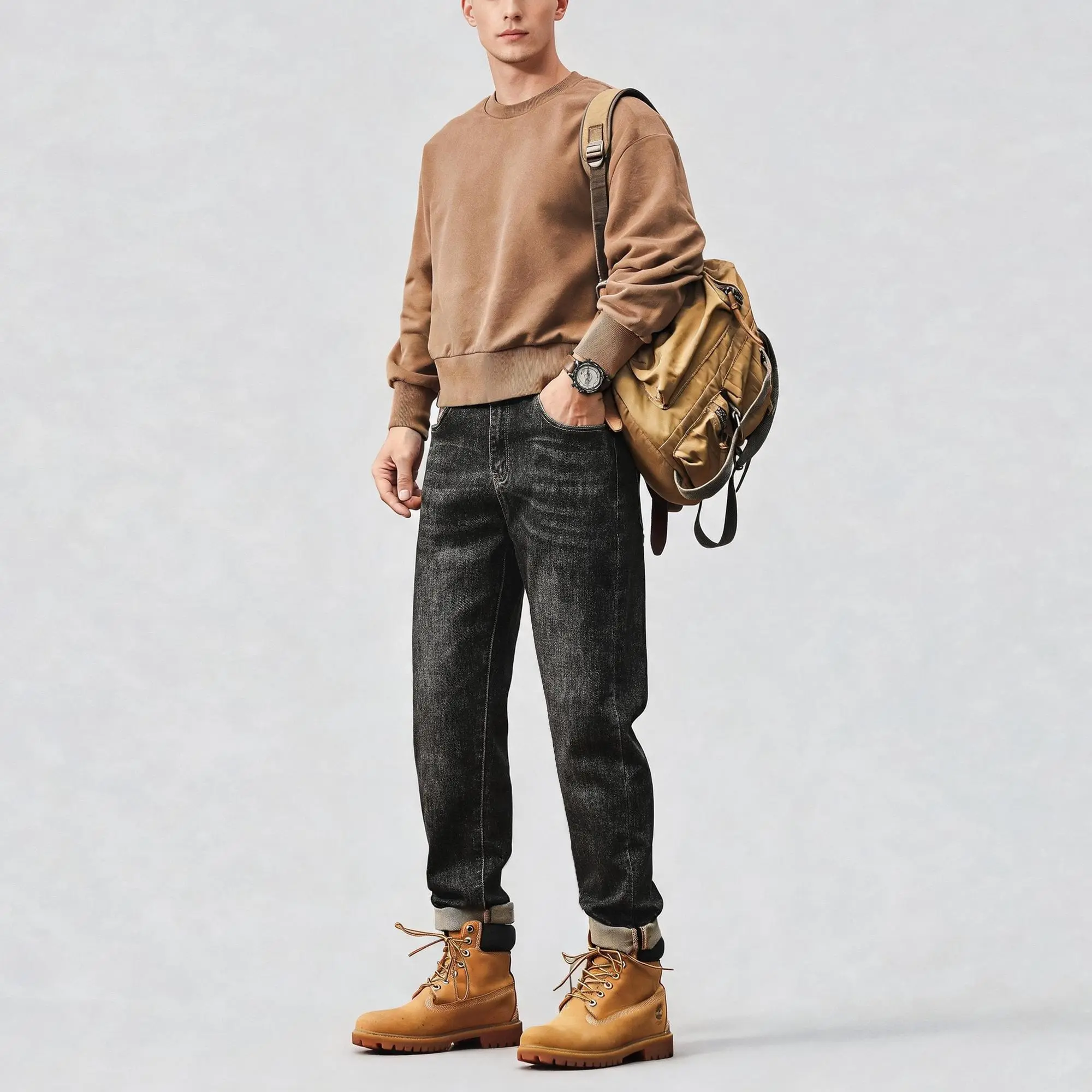 Men's Loose Straight Fit Jeans, Plain Tapered Denim Trouser with Pockets for Daily Menswear Streetwear, Daily Wear, Casual Street, Denim Pants, Tapered Cut