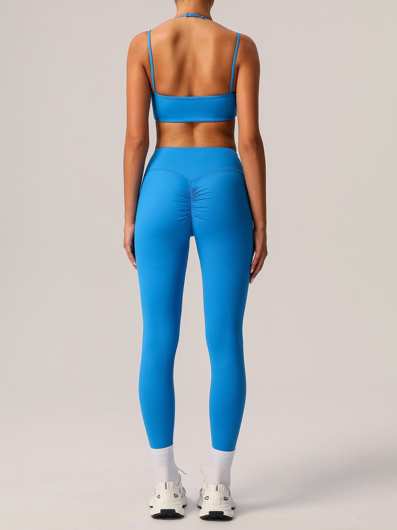 Women's Solid Crop Sports Bra & Leggings Set, Casual Comfy Breathable Two-piece Outfits for Yoga Gym Workout Running, Ladies Sportswear for Spring & Fall, Summer Activewear