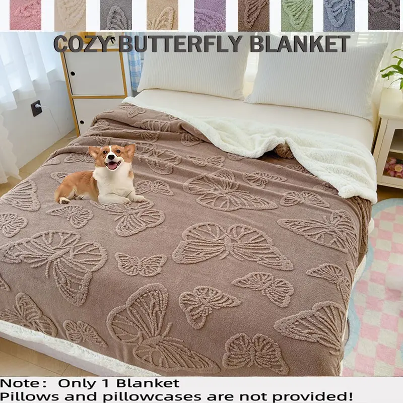 Super Soft Large Blanket for Two, Butterfly Texture, Reversible Plush, King Queen Size, Portable Sleep Blanket, Home Essential, Gift Idea, Blanket for Bed
