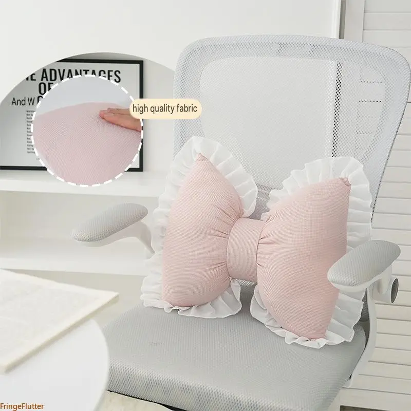 Minimalist Butterfly Shaped Lumbar Support Cushion, Soft Ergonomic Waist Pillow, Comfort Back Support Pad for Long Hours Office Desk Sitting & Home Chair