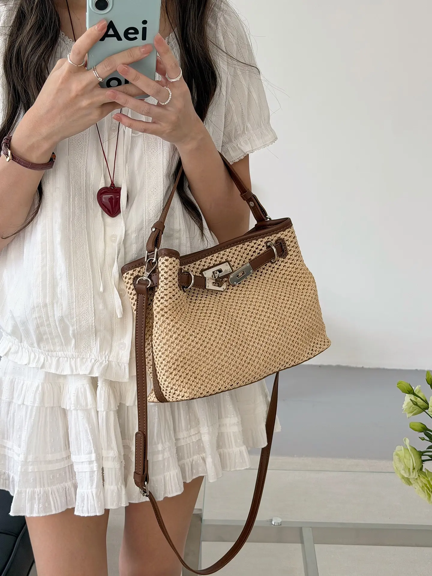 2026 Summer New Unique Design Crossbody Bag, Straw Basket Handbag, Vacation Style Woven Vegetable Basket, Women's Fashion Accessory