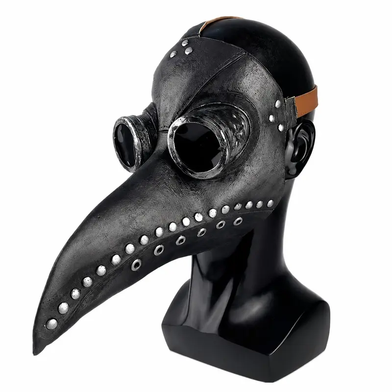Steampunk Plague Doctor Mask, PU Leather Bird Beak Long Nose Spooky Halloween Costume Accessory for Cosplay Party Role Play