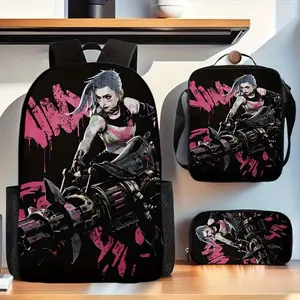 3pcs Backpack Set Arcane Patterned Backpacks, Lightweight Outdoor Leisure Bags, Including Backpacks, Messenger Bags And Pencil Cases