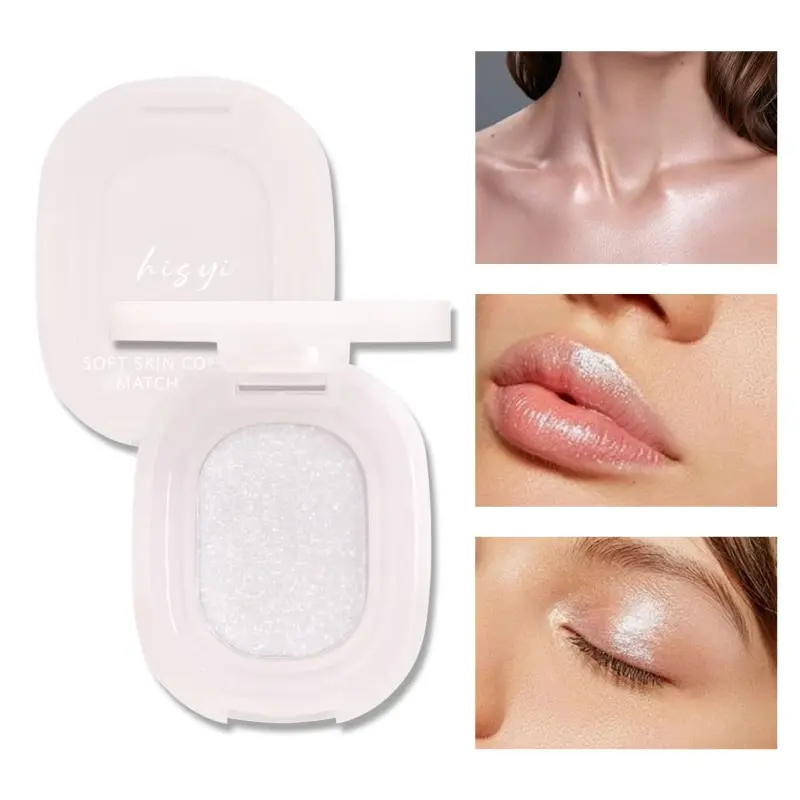 HISYI Mini Multi-use Concealer & Shimmer Highlighter Palette, 4 Shades, Silky Smooth Blendable Cream Texture, Covers Dark Circles, Acne Spots, Redness & Uneven Skin Tone, Shimmery White Highlighter For Cheekbone, Inner Eye, Lip & Body Glow