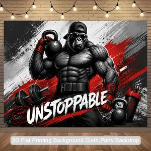 2D Flat Printing Polyester Fitness Backdrop - HD Digitally Printed, Soft Lightweight Foldable Machine Washable, Non-Reflective Festive Backdrops & Banners for Sports Photographic Images, Prints, Gym Photoshoots
