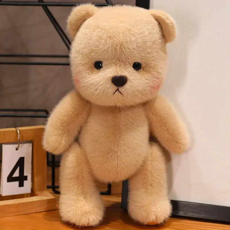 Soft Plush Bear Toy - 30cm Movable Limbs & Head - Perfect Birthday Gift for Girls & Kids - White & Brown Comfort Companion