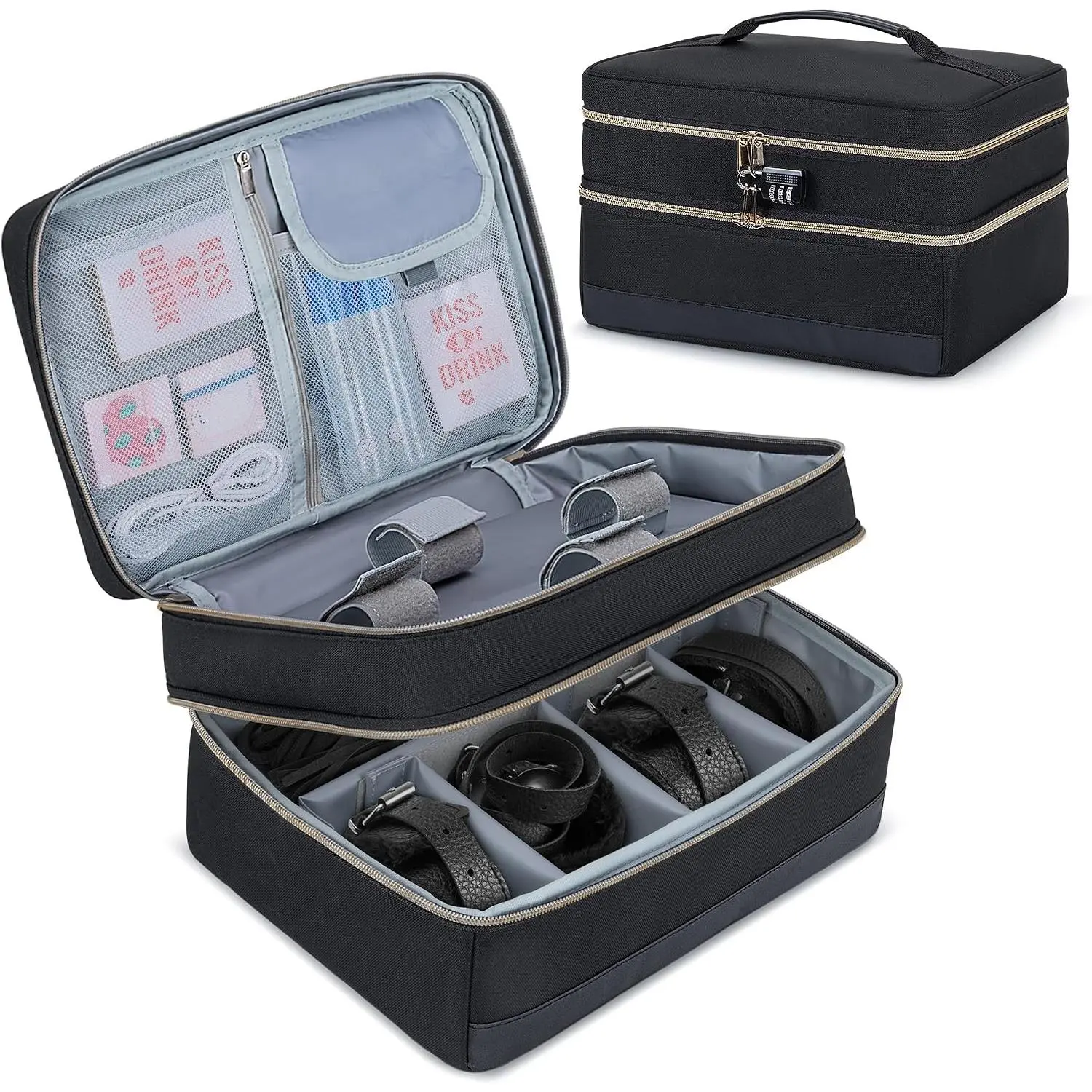 Discreet Bag for Toys, Discreet Lockable  Storage Bag for Adult | Private  Storage Bag Box with Code Lock, Customized Dividers,  Lining for Women Men  or Travel Use
