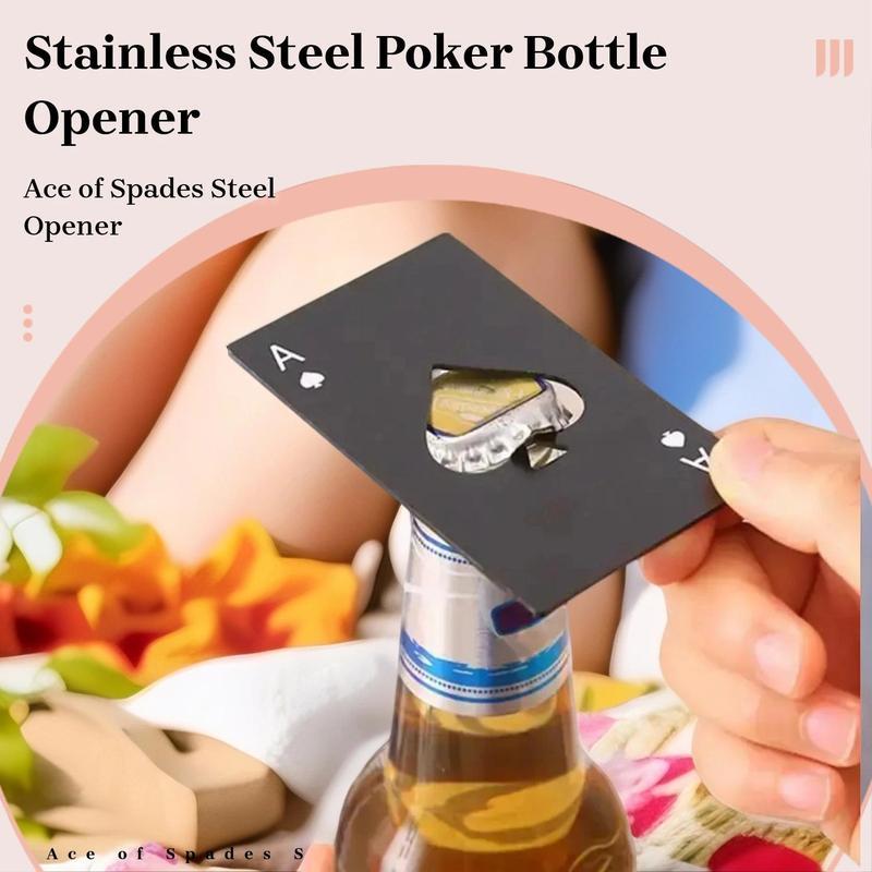 Stainless Steel Poker Shaped Bottle Opener, 2pcs Portable Non-slip Manual Beer Opener, Bottle Cap Remove Tool for Indoor & Outdoor, Utensils