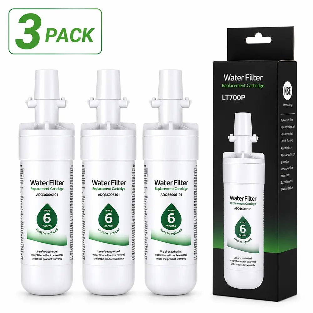 LT700P Refrigerator Water Filter Replacement for LG LT700P ADQ36006101 ADQ36006101-S ADQ36006102, Compatible with Kenmore 46-9690 & 9690, NSF 42/53 Certified, Reduces Chlorine Taste & Odor, 3 Pack
