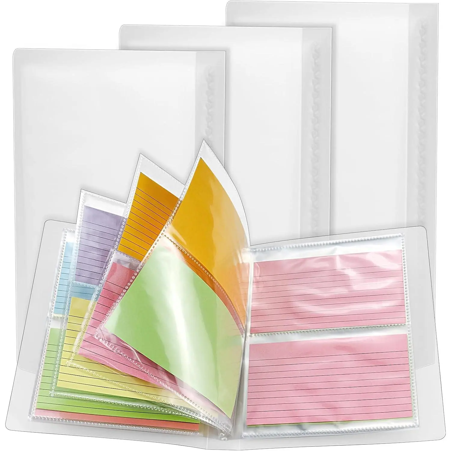 3 Pack 3 x 5 Index Cards Holders, Holds 240 count Cards, Organizer Pouches Book Binder for Note, Study and Recipe