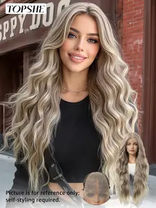 13x6 Lace Front 30 Inch Wig, Lace Frontal Wigs, Heat Resistant Synthetic Hair, Light Ash Blonde Layered Long Wavy Wig, Natural Daily Style, Breathable & Easy to Wear, Versatile for Daily Commute, Beginner-Friendly