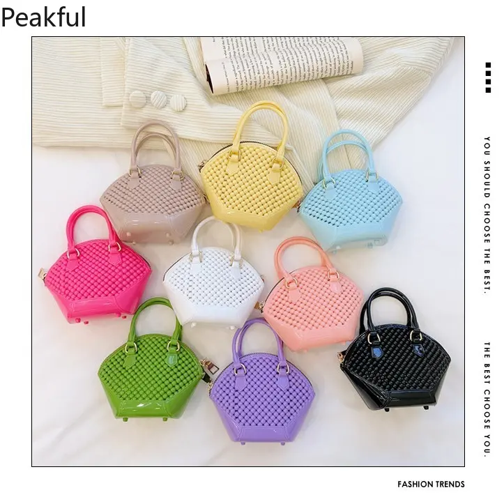 Transparent PVC Pearl Shell Bag for Women, Cute Jelly Crossbody Tote with Chain Handle, 2026 Summer Y2K Trendy Mini Purse for Shopping, Travel & Evening Outfits, Viral TikTok Find