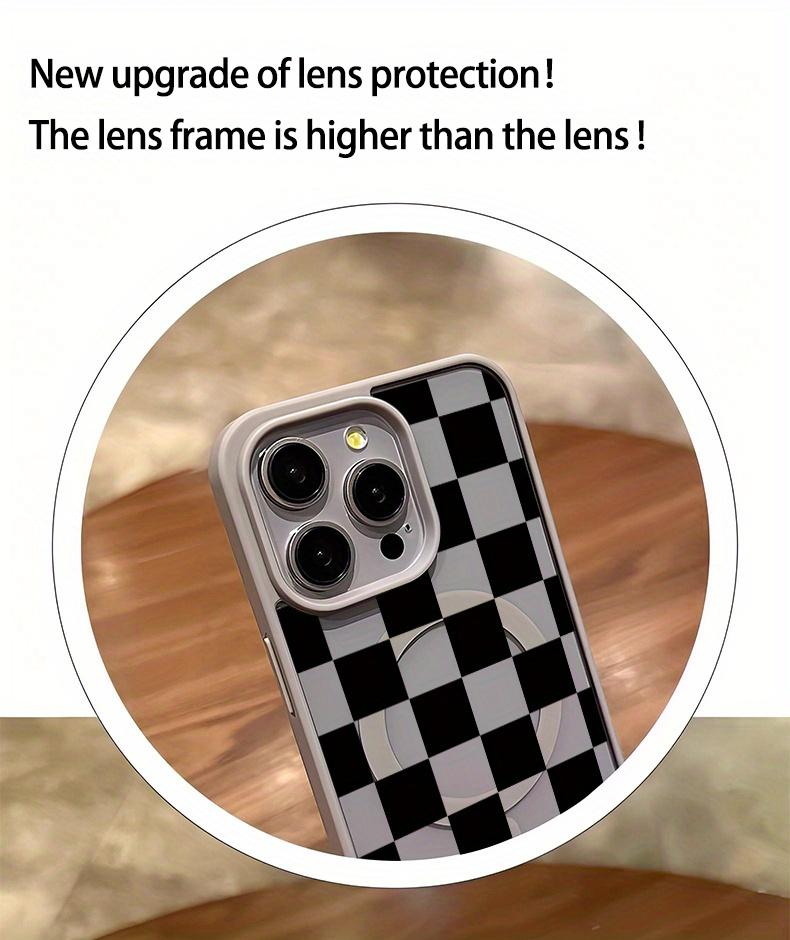 The Black Grid Design MagSafe Case for iPhone 17 Pro Max Air 16 16e 15 14 Plus 13 12 11 X XS Pattern Acrylic Back TPU Edges Shockproof Ultra Thin Mobile Phone Cover Gift Protection Silicone