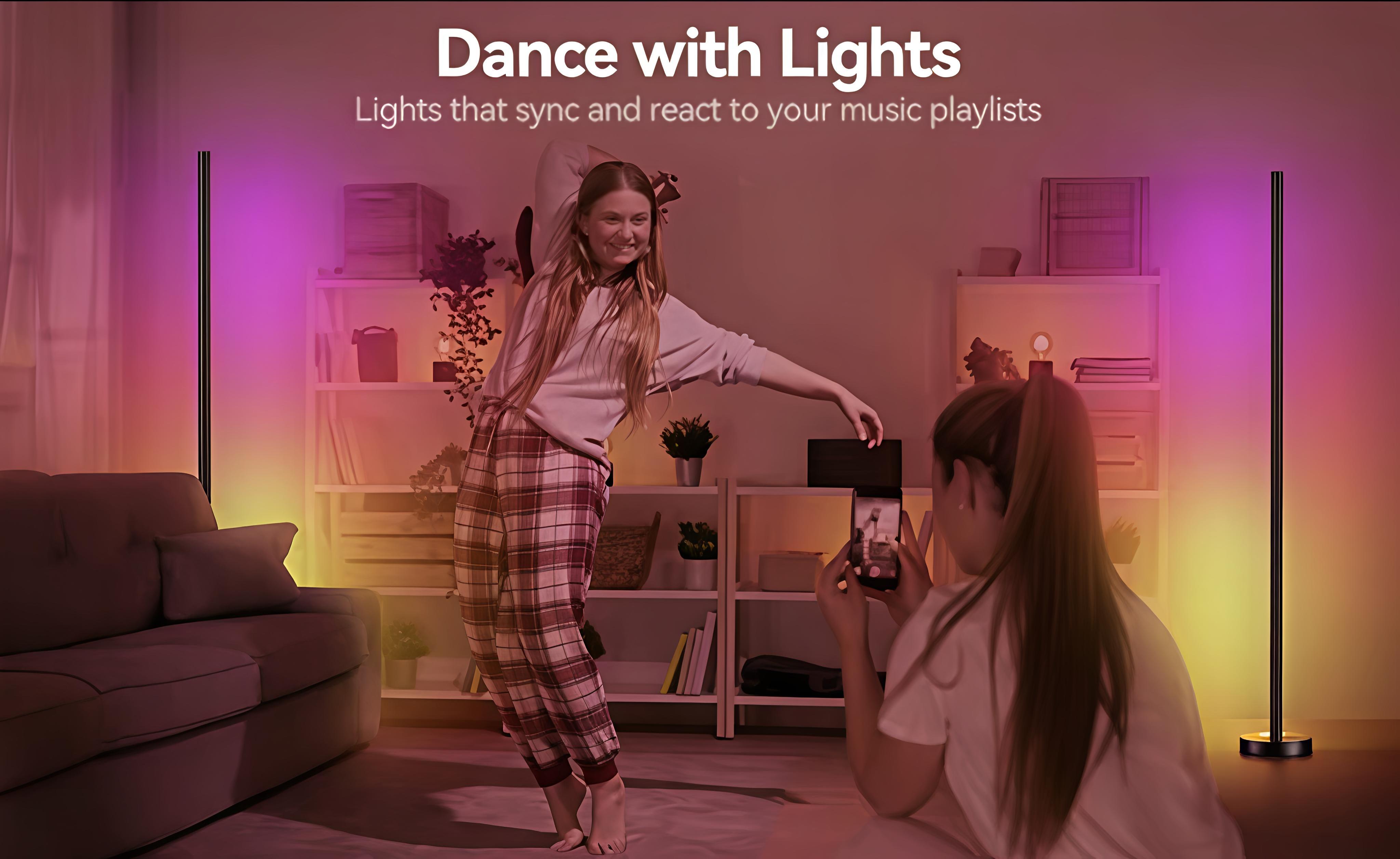 RGB LED Floor Lamp with Remote and App Control, USB Powered Smart Standing Lamp, Color Changing Ambient Lighting for Living Room, Bedroom, Modern Home Decor year new