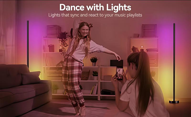 RGB LED Floor Lamp with Remote and App Control, USB Powered Smart Standing Lamp, Color Changing Ambient Lighting for Living Room, Bedroom, Modern Home Decor year new