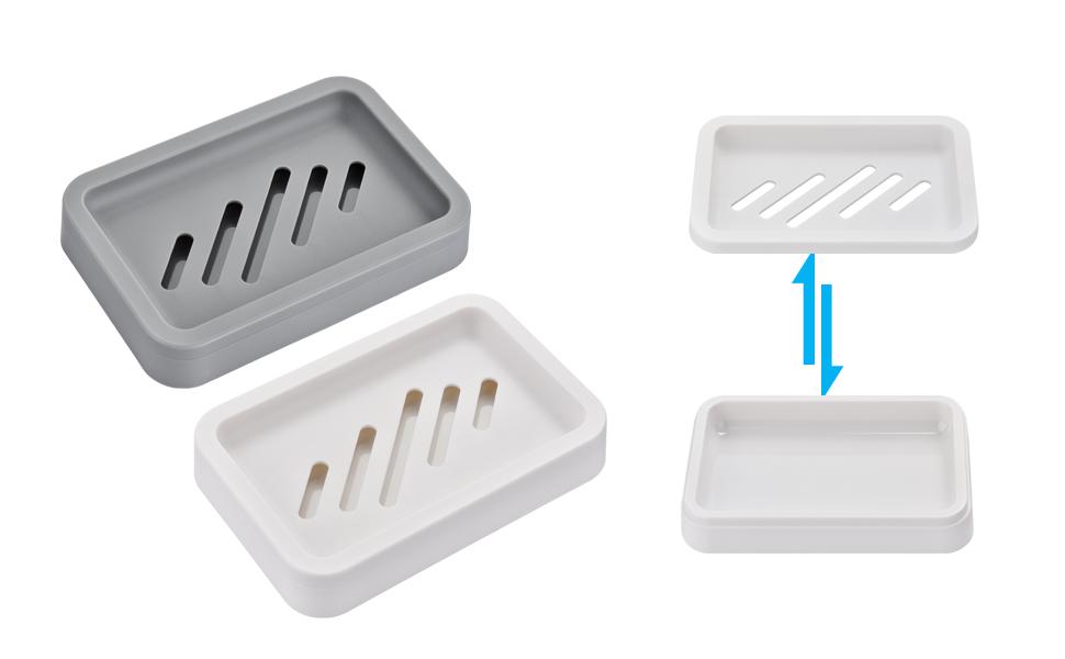 2PCS Draining Soap Dishes, Dishwashing Sponge Soap Holder with Water Tray, Keep The Place Dry, Easy to Clean Soap Cases, Suitable for Kitchen, Bathroom, Co