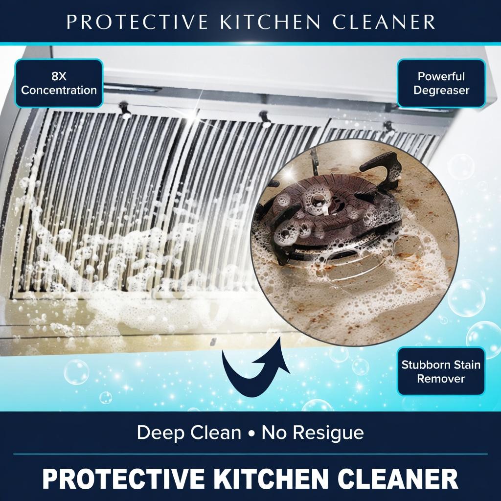 Heavy Duty Kitchen Degreaser Powder (Boxed) - Powerful Grease & Oil Remover for Stovetop, Range Hood & Cookware