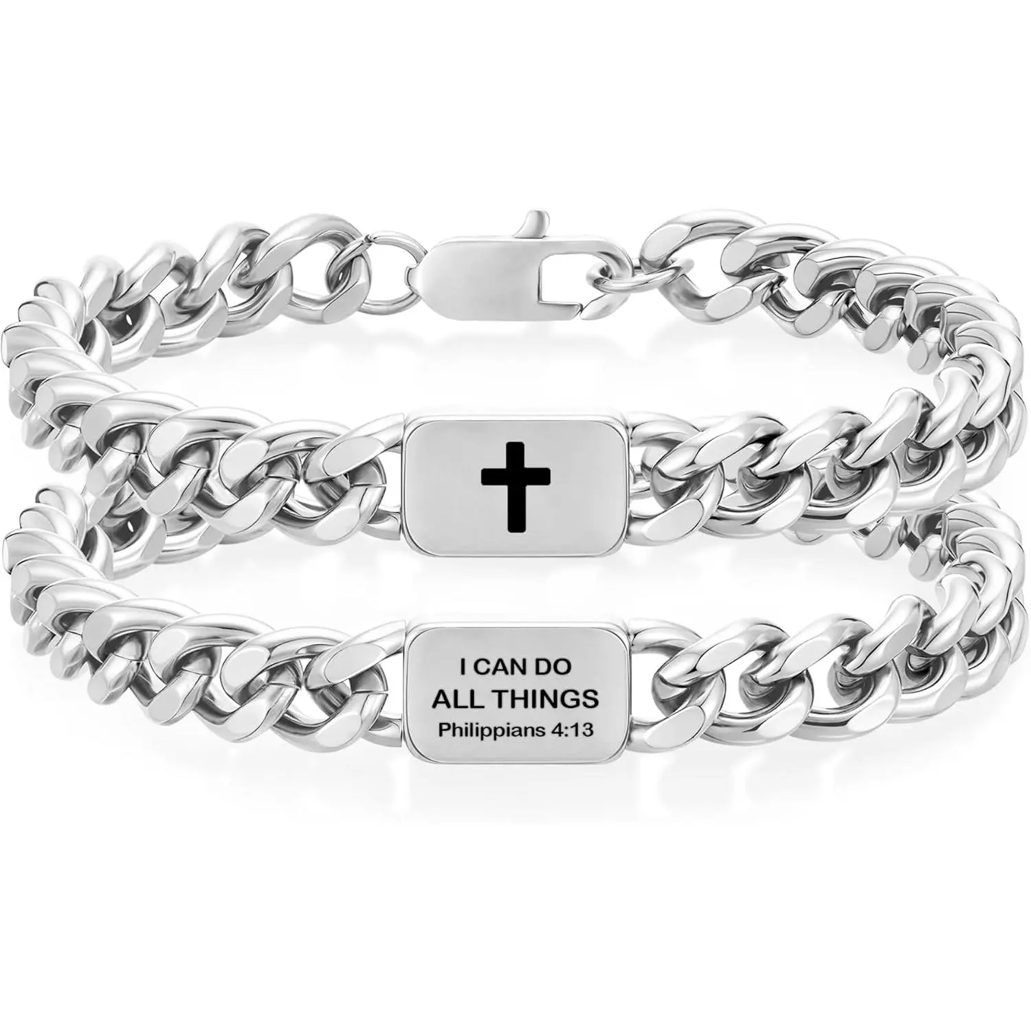 Bible Verse Cross  For  Boys Stainless Steel Cuban Link  For  Christian Stuff Accessories First Communion Confirmation  For Boys Teens Mens  woman classic couple barcelets luck energy  natural stone unisex festival jpalino  italian charm healing