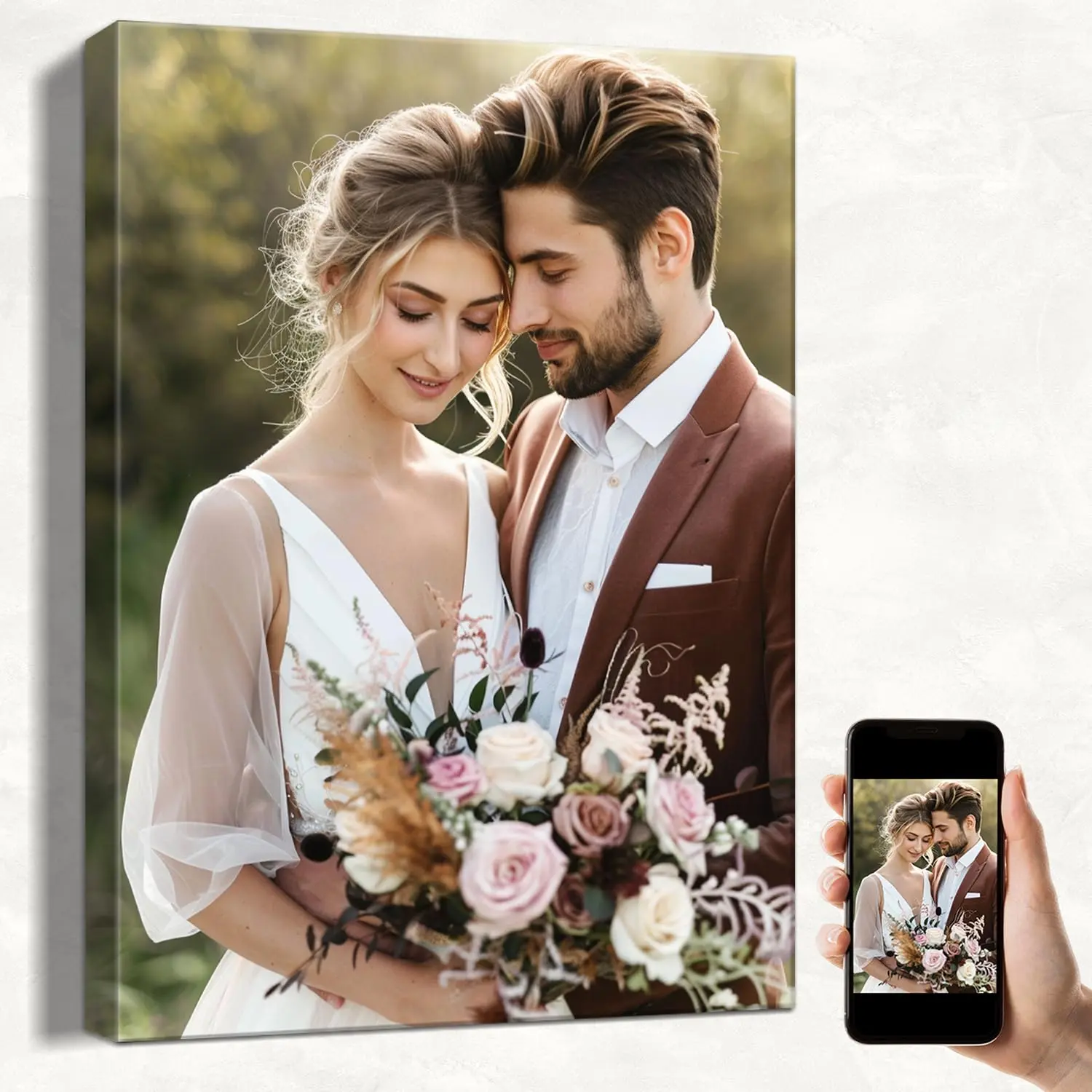 Heartful Gift Idea - Custom Photo Canvas Prints with Frame - Personalized Canvas Print Poster - Valentine's Day Gift for Couples Friends, Canvas Wall Art Bedroom Decor Home Decoration