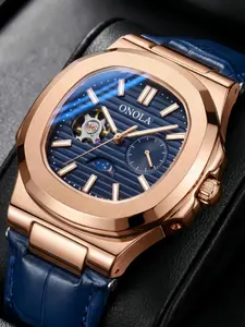 ONOLA Brand Men's Business Mechanical Watch, Open Heart Tourbillon Design, Automatic Winding, 3atm Waterproof, High-Quality, Perfect Christmas Gift, Analog Mechanical Watches
