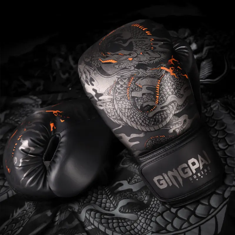 Unisex PU Leather Adult Boxing Gloves - Adjustable Pro Training Gear for Muay Thai, Heavy Bag (7 Colors)