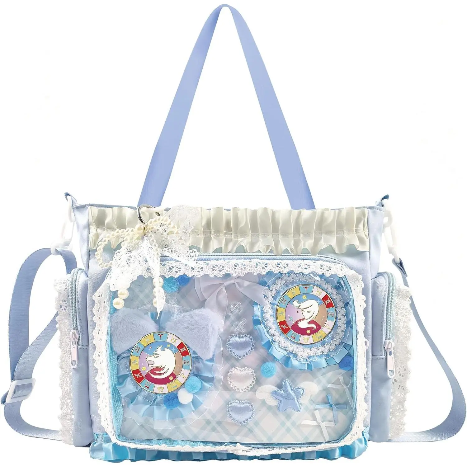 Ita Bag,DIY Clear Pin Display Bag with Insert and Accessories,Anime Kawaii Ita Crossbody Purse,Women Y2K Shoulder Bags