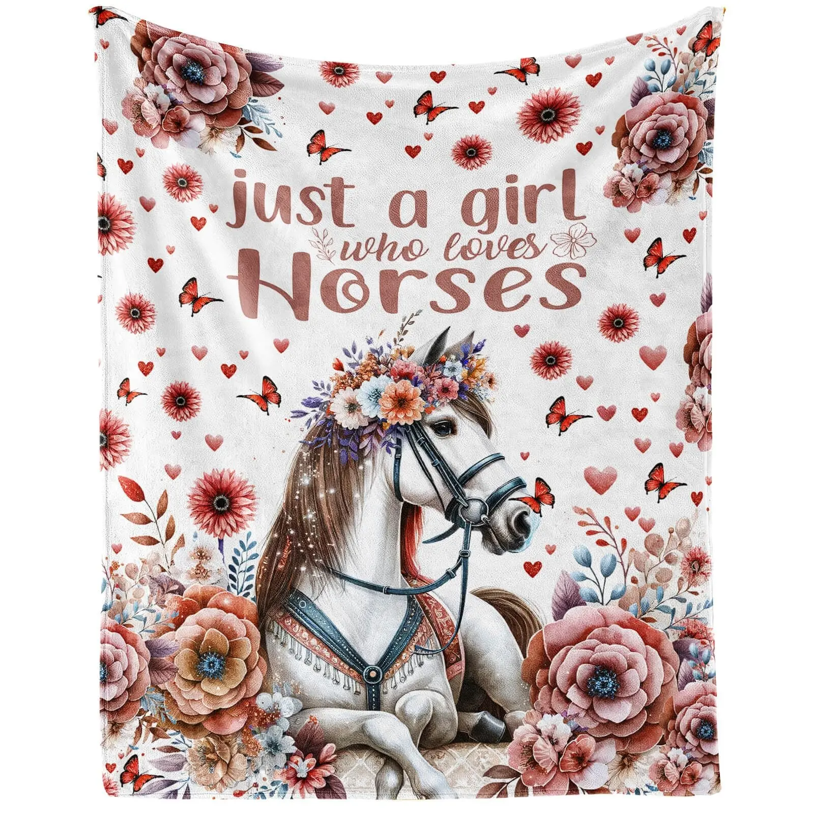 1PC Horse theme blanket, colorful animal throw blanket, soft nap blanket for home horse lovers