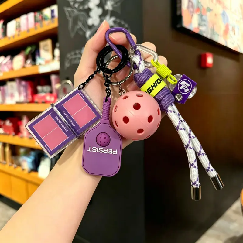 Vibrant Dopamine Pickleball Paddle Keychain, Exquisite Sports Backpack Charm, Fashion Couple Accessory Gift for Pickleball Lovers and Sports Enthusiasts