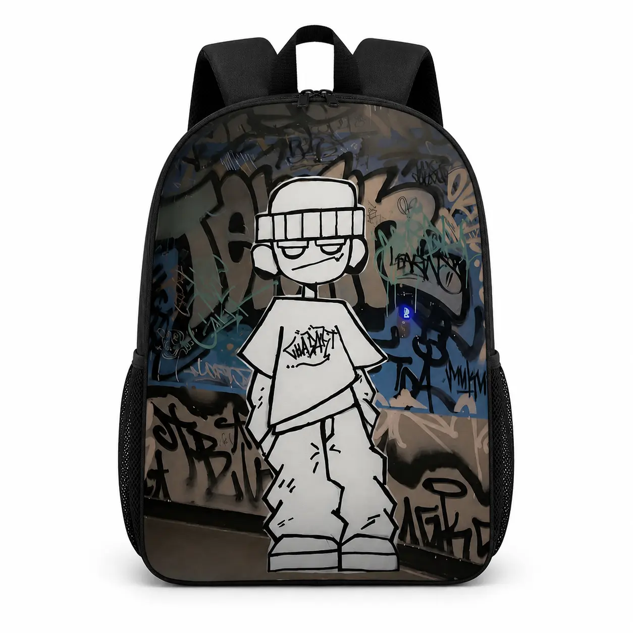 1-Pack Lightweight Black Unisex Printed Backpack – Adjustable Straps, Casual Daypack for Travel & Commuting, Zipper Closure, Sports Gear Bag |   Minimalist Design |   Lightweight Travel Backpack