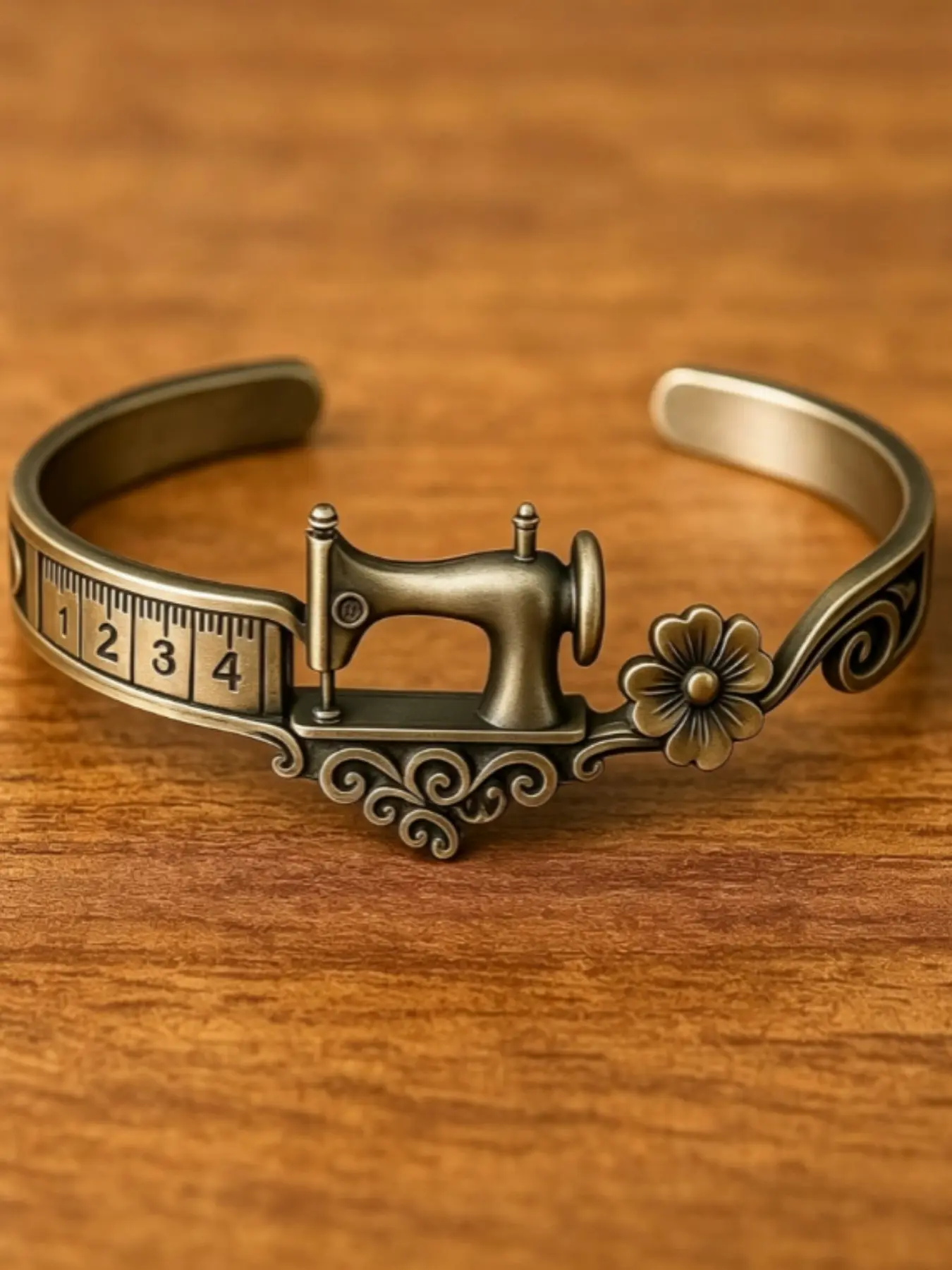 1PC Elegant Sewing Machine Metal Retro Adjustable Cuff Bracelet with Unique Craftsmanship Design for Party Jewelry