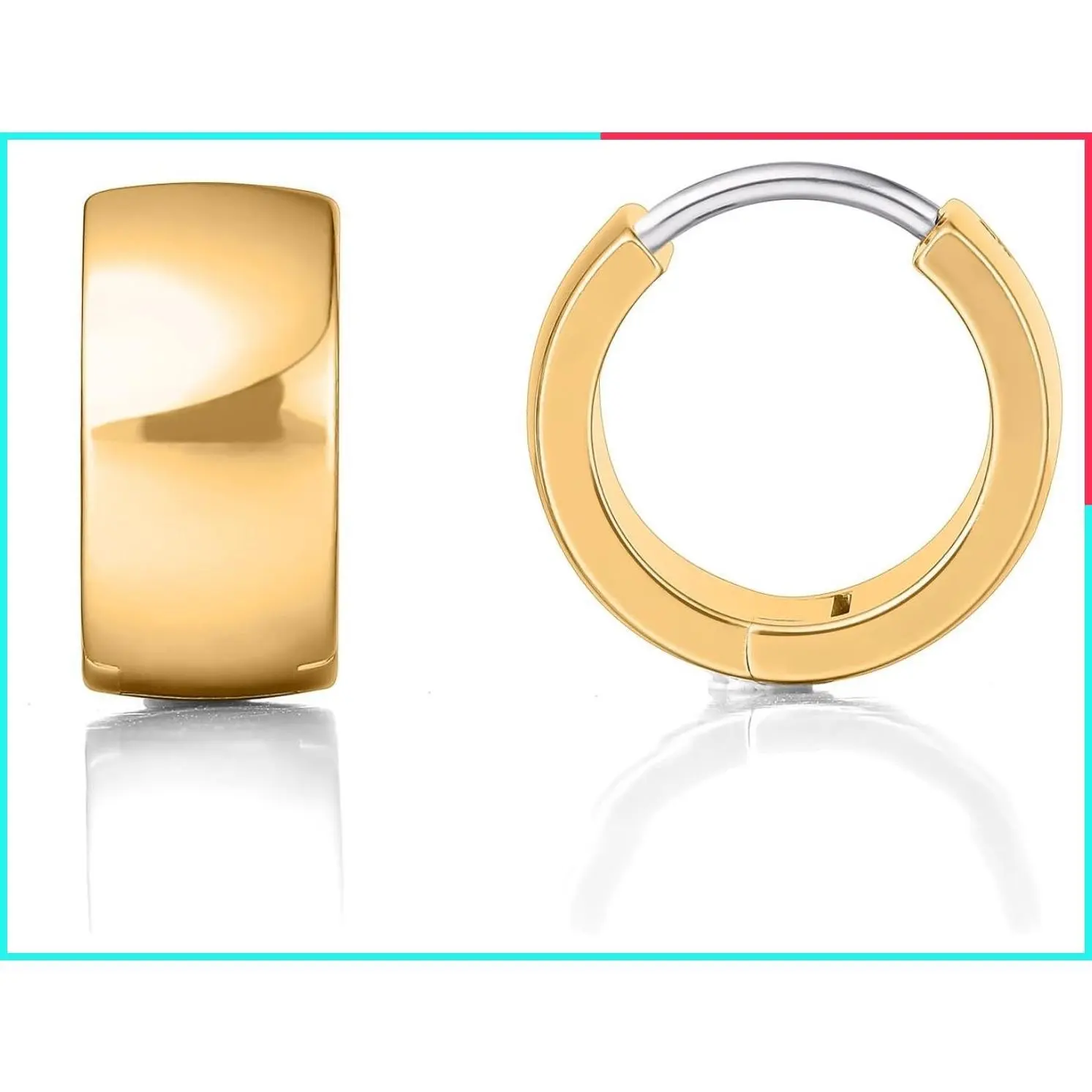 Implant Grade G23 Titanium Chunky Wide Huggie Hoop Earrings - Hypoallergenic, Waterproof, Thick Hoops for Sensitive Ears