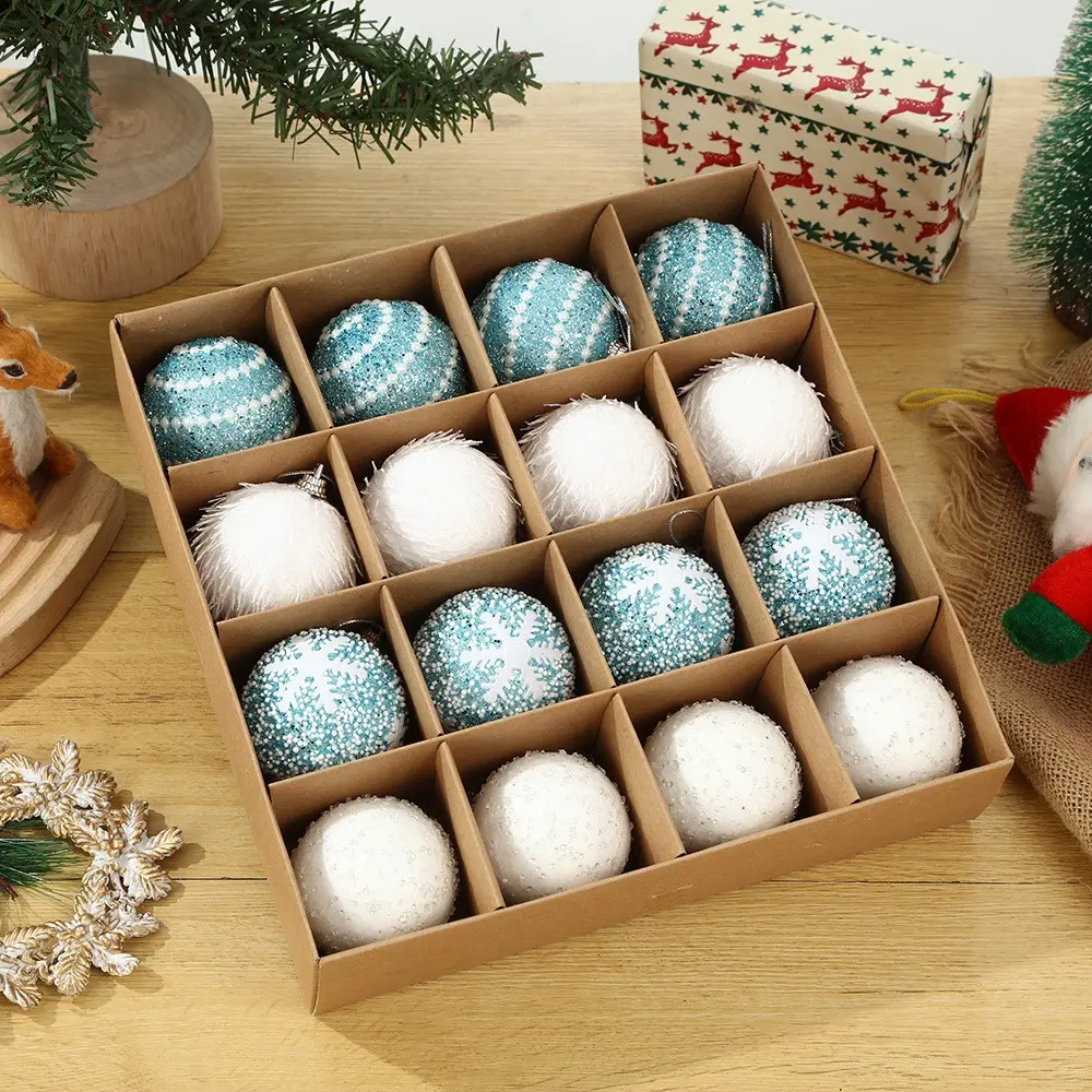 Christmas Ball Foam Decorations, 16pcs 6cm Hanging Ornaments, Festive Christmas Tree Accessories, Holiday Atmosphere Enhancers