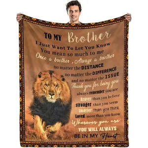 [SummerVibes] Brother Gifts from Sister Brother Blanket Birthday Gifts for Men Brother Fathers Day Blanket Gift for Brother Adult Lion Throw Blanket for Brother Christmas Thanksgiving Gift