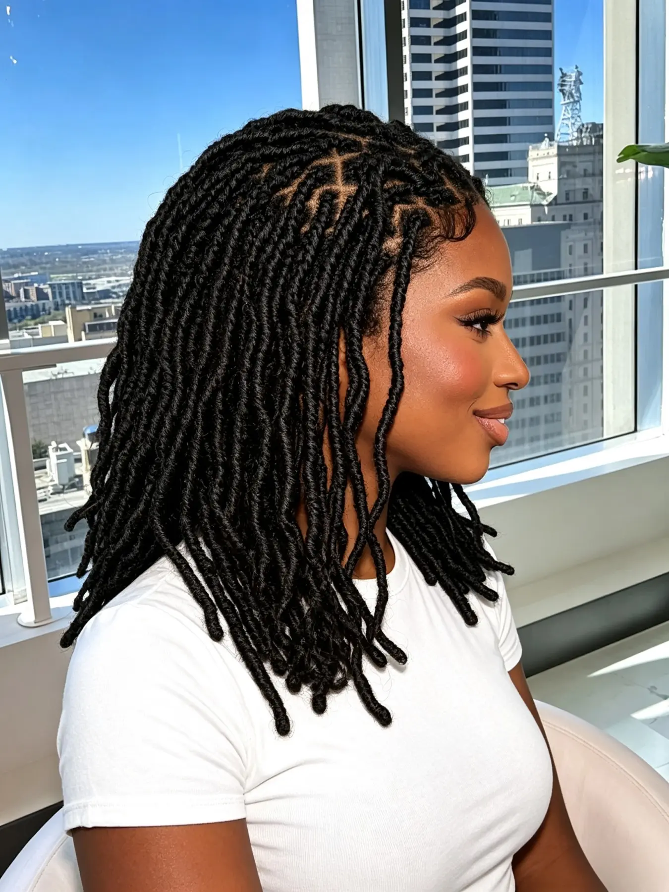 14 Inch 9x6 Lace Square Part Butterfly Locs, Distressed Faux Locs Wig, Synthetic Fiber, Stylish Hair Accessory for Everyday Wear