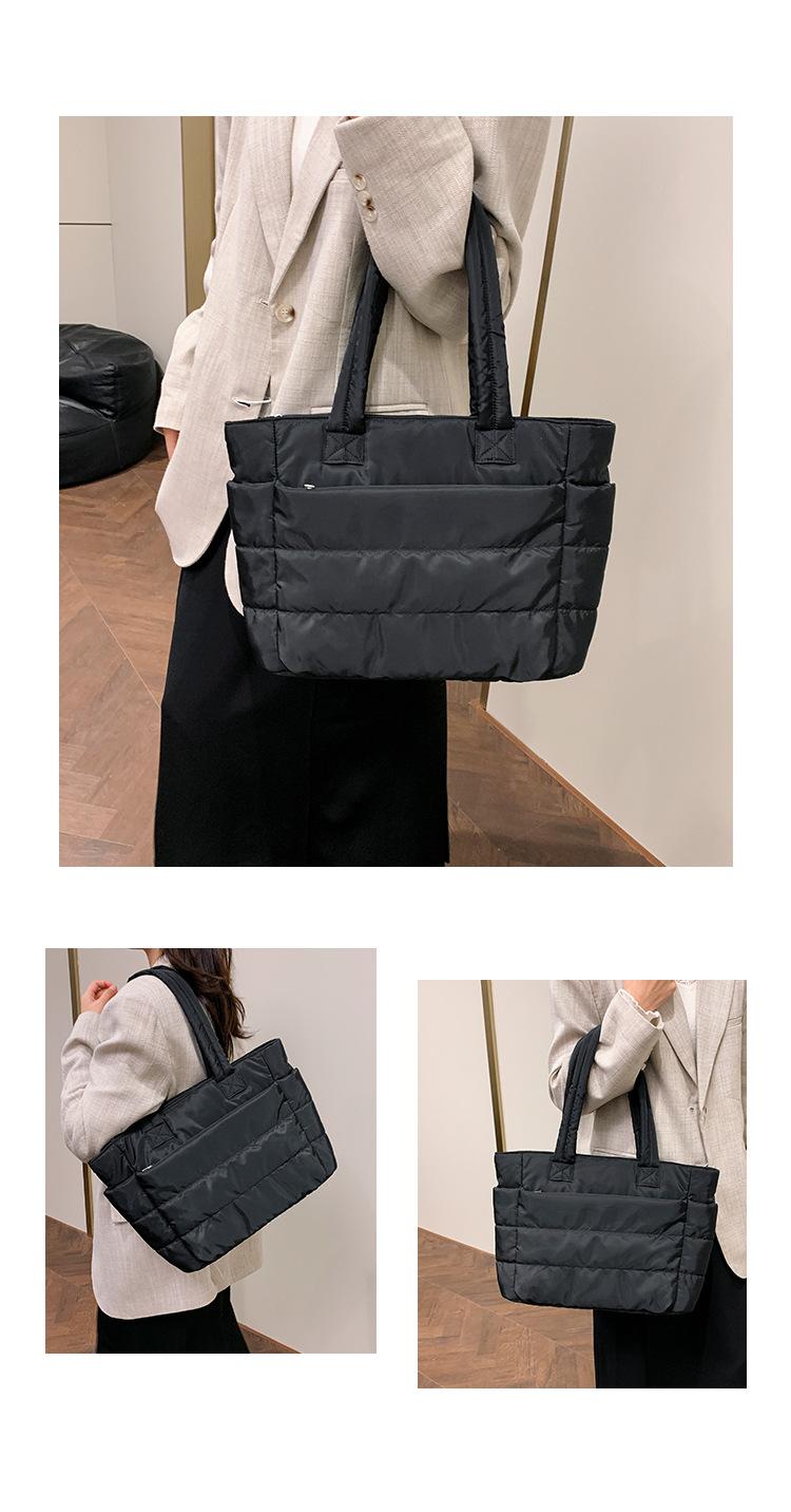 Cozy Blush Pink Cloud Tote Bag, Lightweight Quilted Padded Shoulder Handbag With Soft Fabric, Spacious Compartment For Everyday Use, Work Commute, Weekend Trips And Travel Essentials