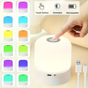 1/2 Pack 16-Color RGB Touch-Control Smart Night Light with Color-Changing Mode, Bedside Table Light, Portable LED Light, Bedroom Ambient Light, Ambient Lighting, Suitable for Bedrooms, Living Rooms, Bedside Tables, and as a Holiday Gift