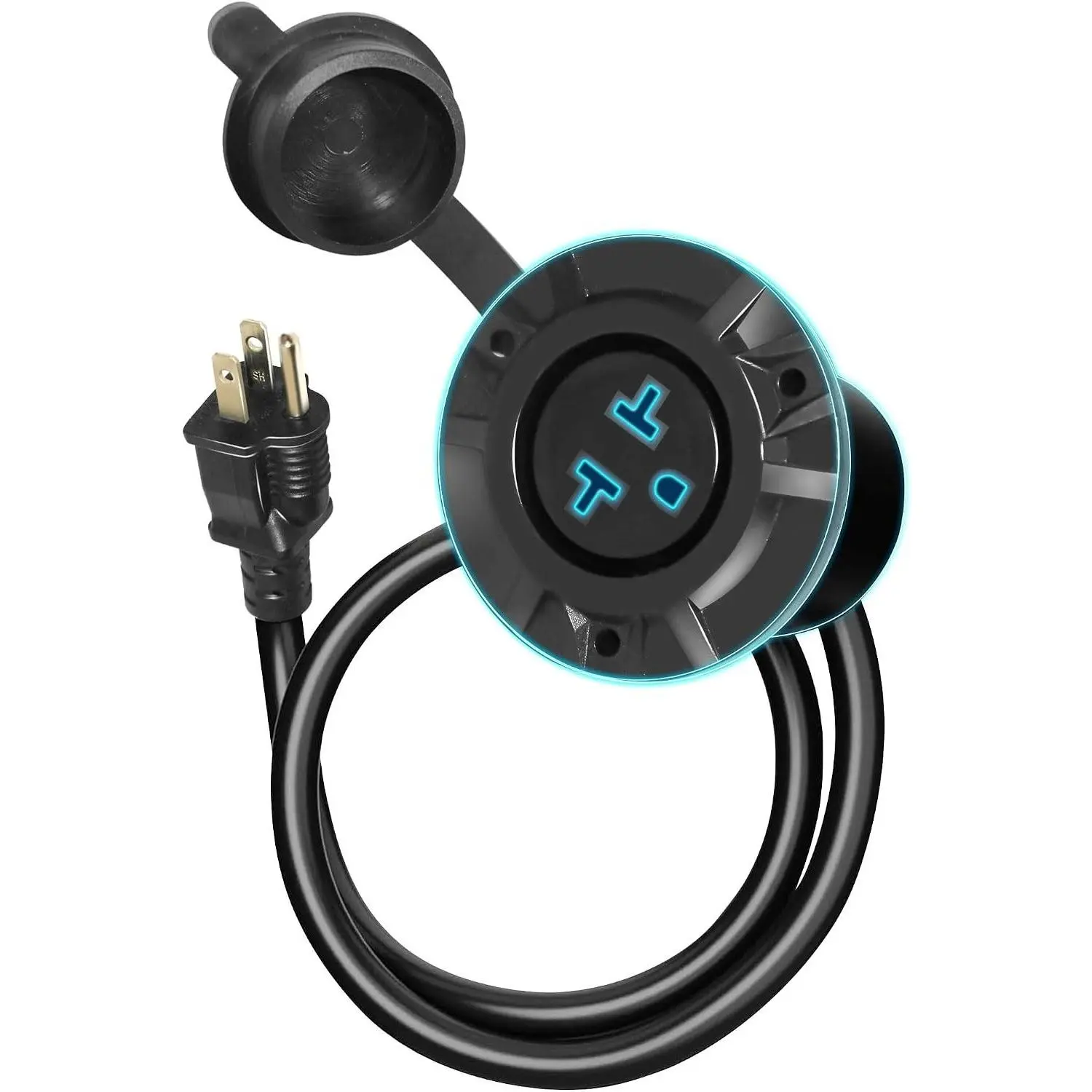 15A/20A Weatherproof Outdoor Receptacle with Integrated 20-Inch 12AWG Extension Cord, NEMA 5-15R 125V, Outdoor Outlet CoverGift