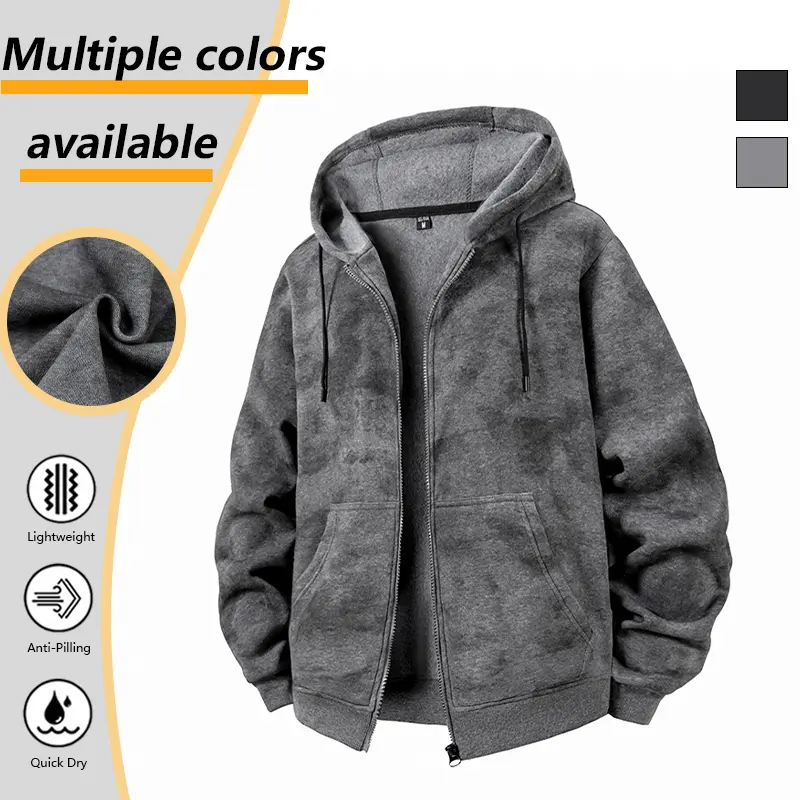 European American Hot Selling Autumn Winter Men Hoodie Coat, EU Oversize Wind Resistant Warm Full Zip Hooded Sweatshirt, Wholesale Export Special Casual Outer Top