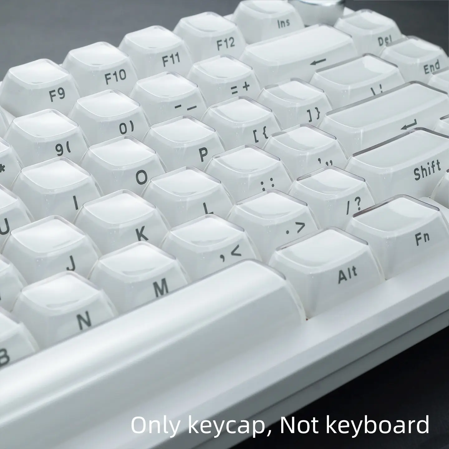 Crystal side-engraved keycaps, made of PC material, MDA height, jelly-pudding keycaps, Keycaps Only, compatible with 6.25U space 61 63 64 68 75 81 84 87 98 99 100 104