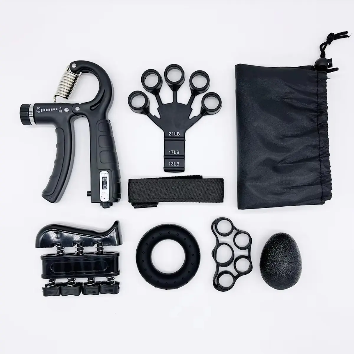 Adjustable Hand Grip Strengthener, Sturdy and Robust Design in ABS & Steel with 10-60 kg Resistance for Fitness and Strength Training, Plastic, Unisex, Compact, Elderly
