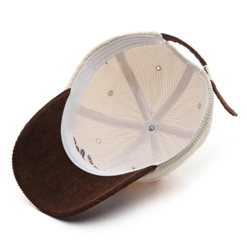 Elegant Unisex Two-Tone Corduroy Baseball Cap with WONDER Embroidery - Stylish Sunshade, Outdoor Sport Essential, Perfect Gift