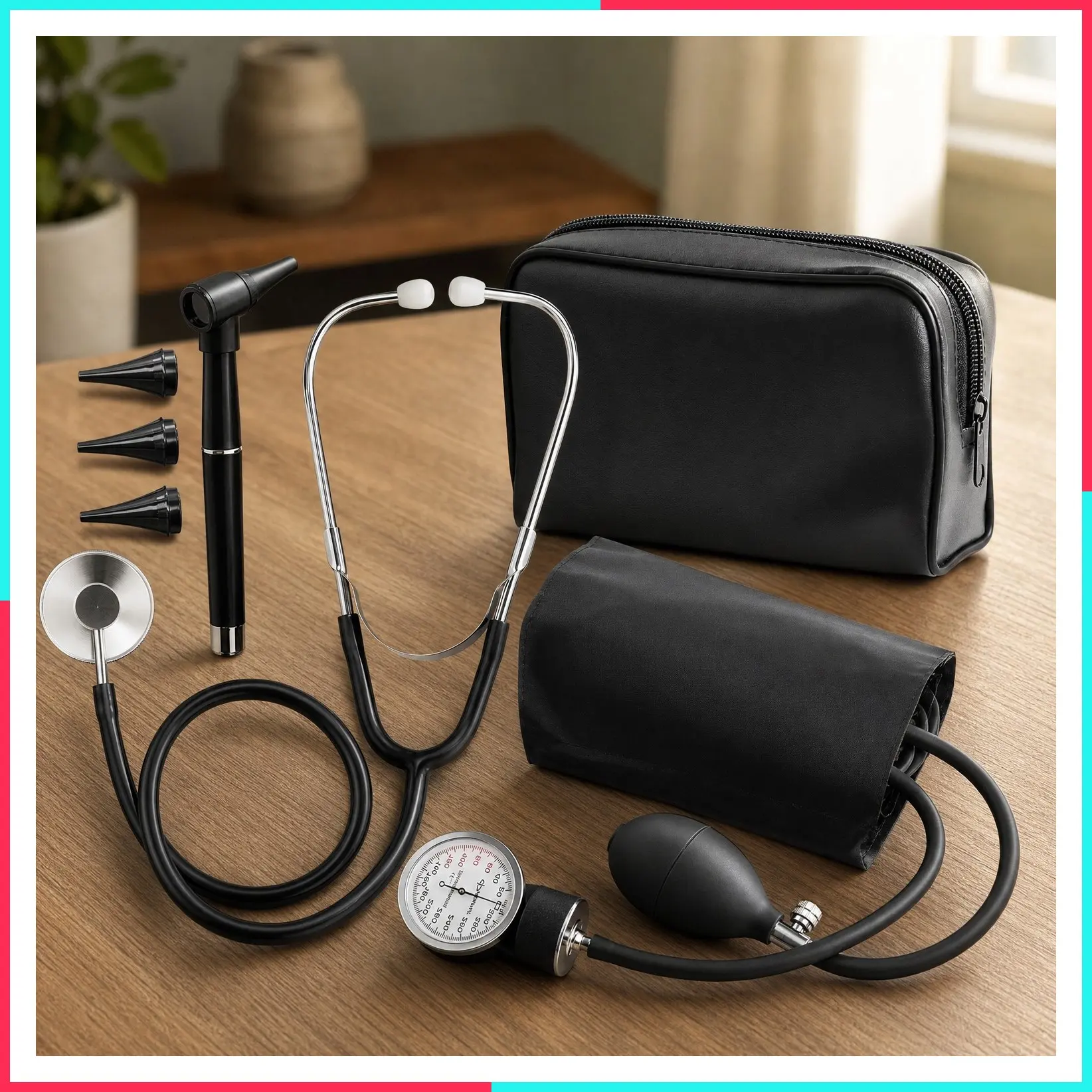 Nurse Essentials Starter Kit DS-9199 – Adult Aneroid Sphygmomanometer, Classic Stethoscope & Mini Diagnostic Otoscope with Travel Case