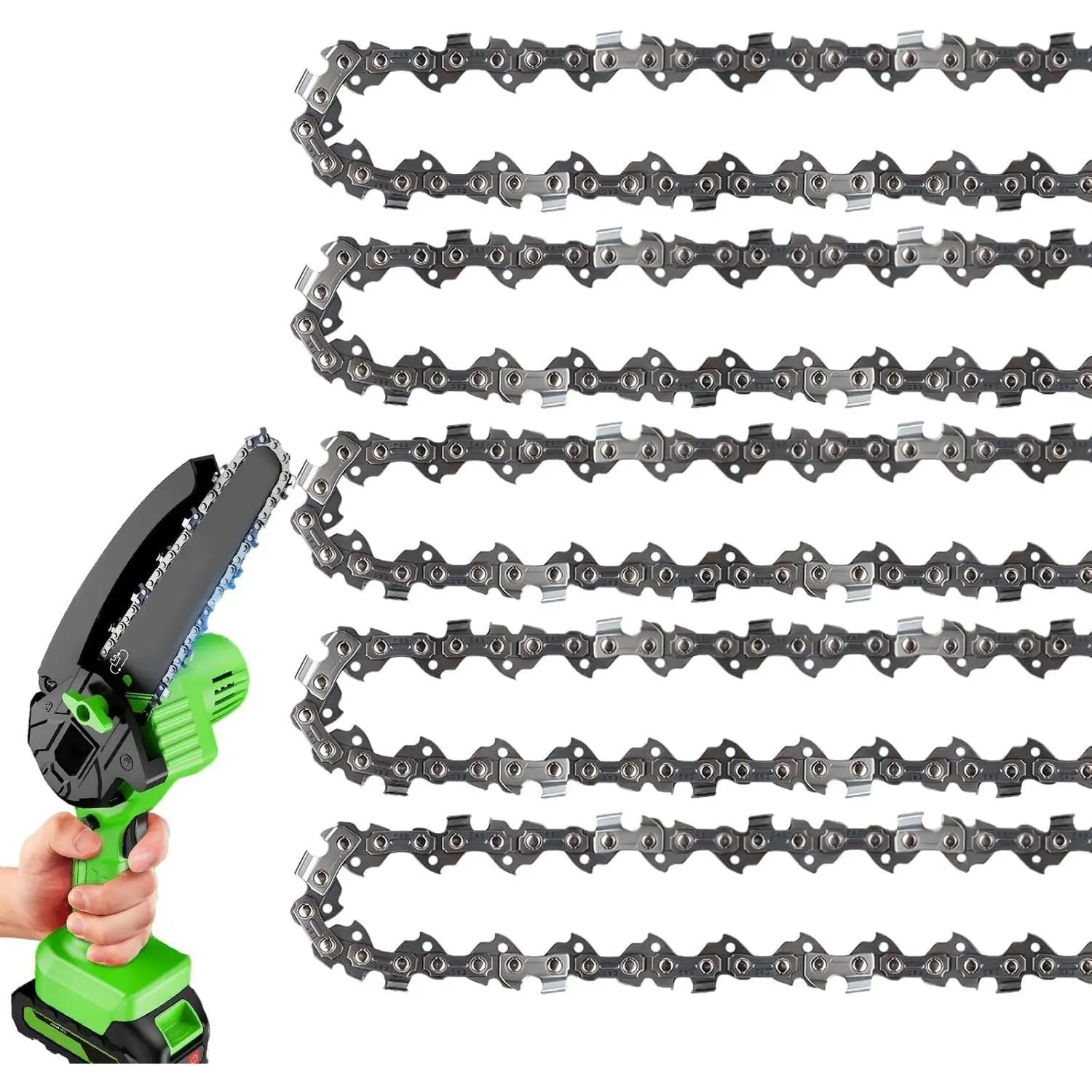 6 Inch  Chain  Accessories, 5 count 1/4" LP Pitch, 0.043" Gauge, 37 Drive Links Chains for 6-inch Cordless Electric Portable Mini Chainsaws for Pruning Shears