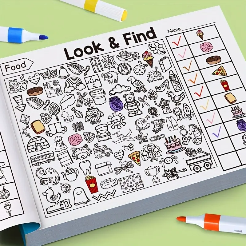 Kids Hidden Object Coloring Book with 100+ Find-and-Color Pages, Varied Pages, Fun, Interactive, Cognitive Seek-and-Color Activity Workbook for School, Home and Travel, Colouring Activity Book