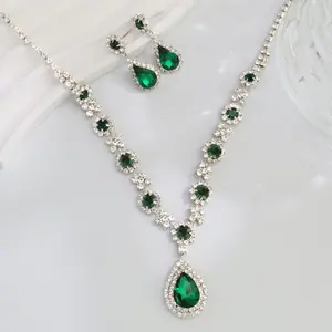 Diamond water drop pendant earrings ins personalized versatile fashion collarbone chain light luxury high-end jewelry set
